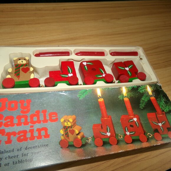 vintage wooden toy train candle holder. - Picture 1 of 2